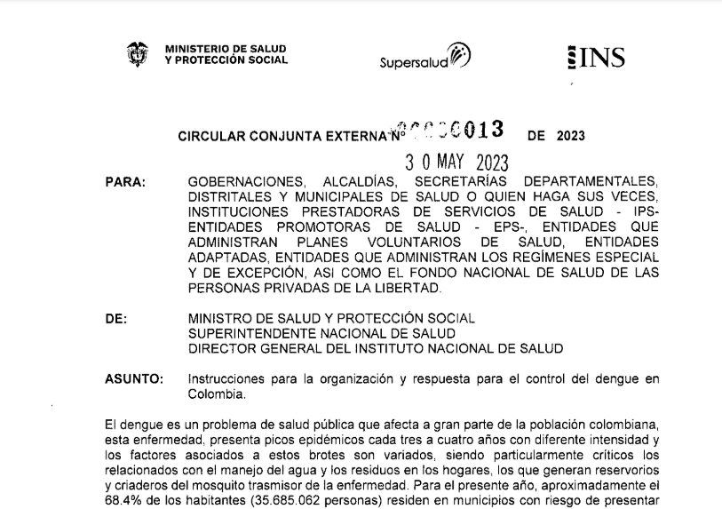 Circular conjunta externa 0013 del 30 de mayo de 2023.